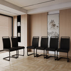 Modern Black PU Leather Dining Chair Set With High Back And C-shaped Base