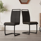 Modern Black PU Leather Dining Chair Set With High Back And C-shaped Base