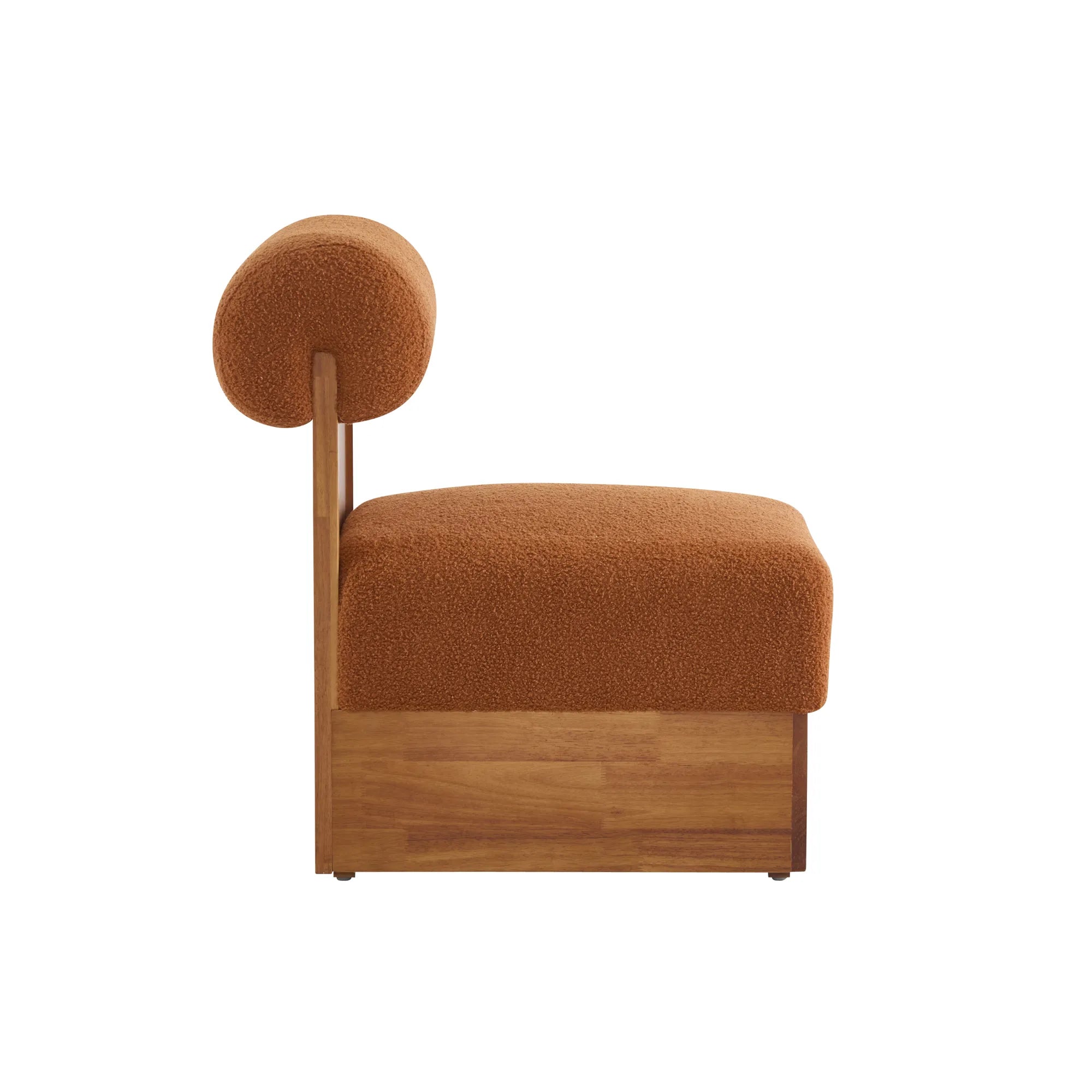 Modern Boucle Soft Lounge Accent Chair with Solid Wood Frame and Rolled Backrest