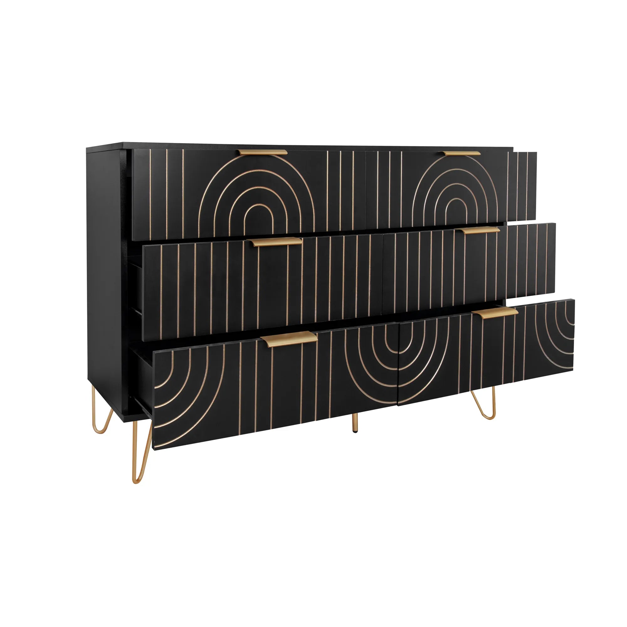 Modern Carving Design 6 Drawer Storage Sideboard Cabinet