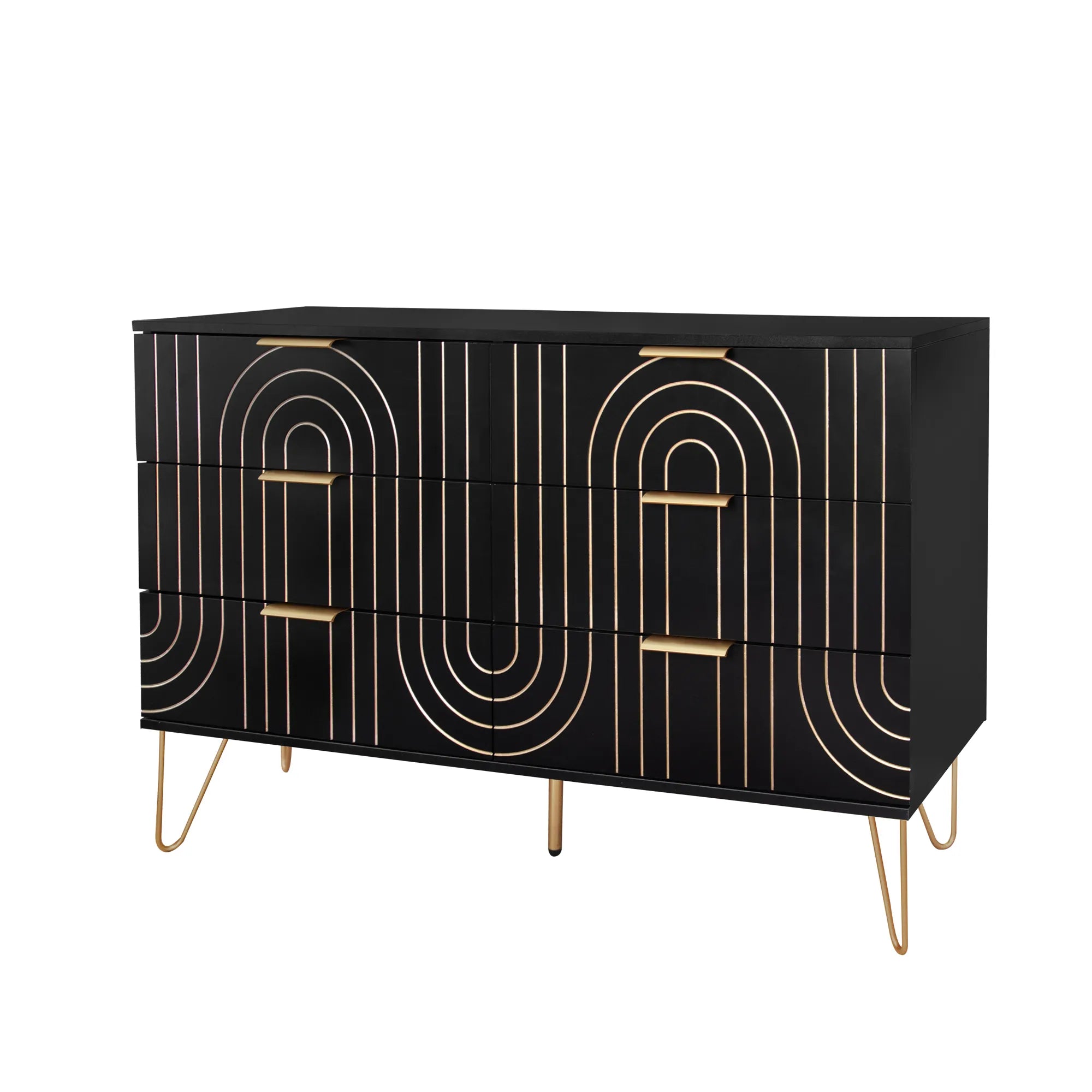 Modern Carving Design 6 Drawer Storage Sideboard Cabinet