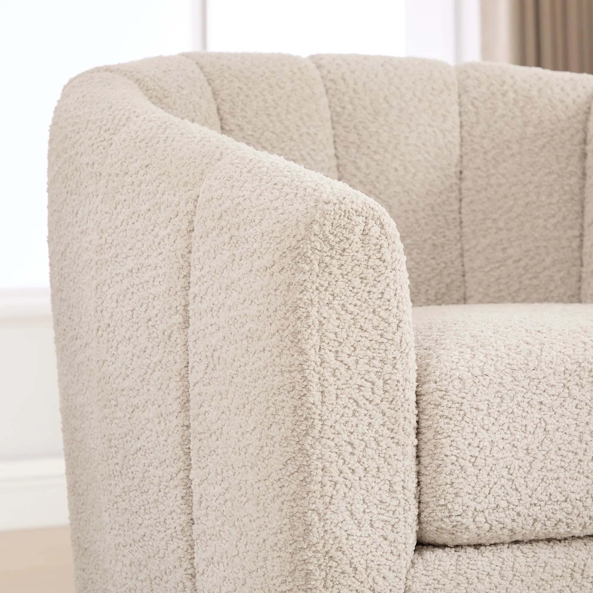 Modern Chenille 360° Swivel Barrel Chair