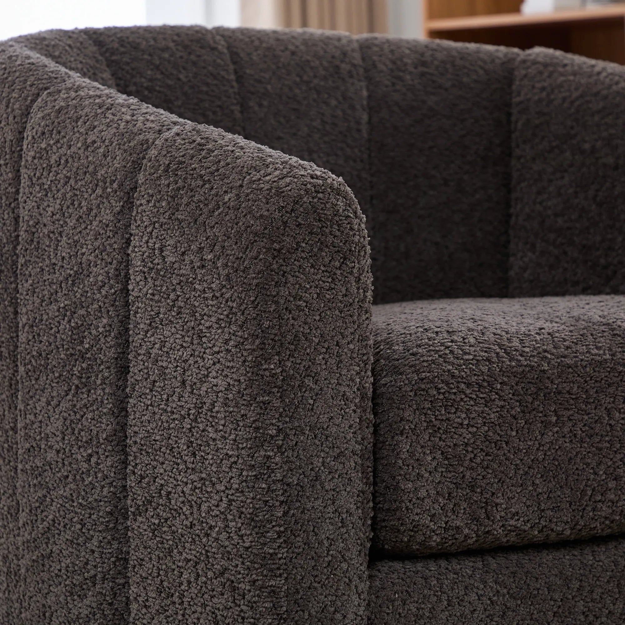 Modern Chenille 360° Swivel Barrel Chair