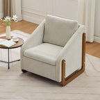 Modern Chenille Fabric Accent Chair with Wooden Side Frame