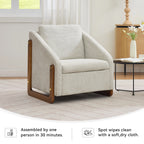 Modern Chenille Fabric Accent Chair with Wooden Side Frame