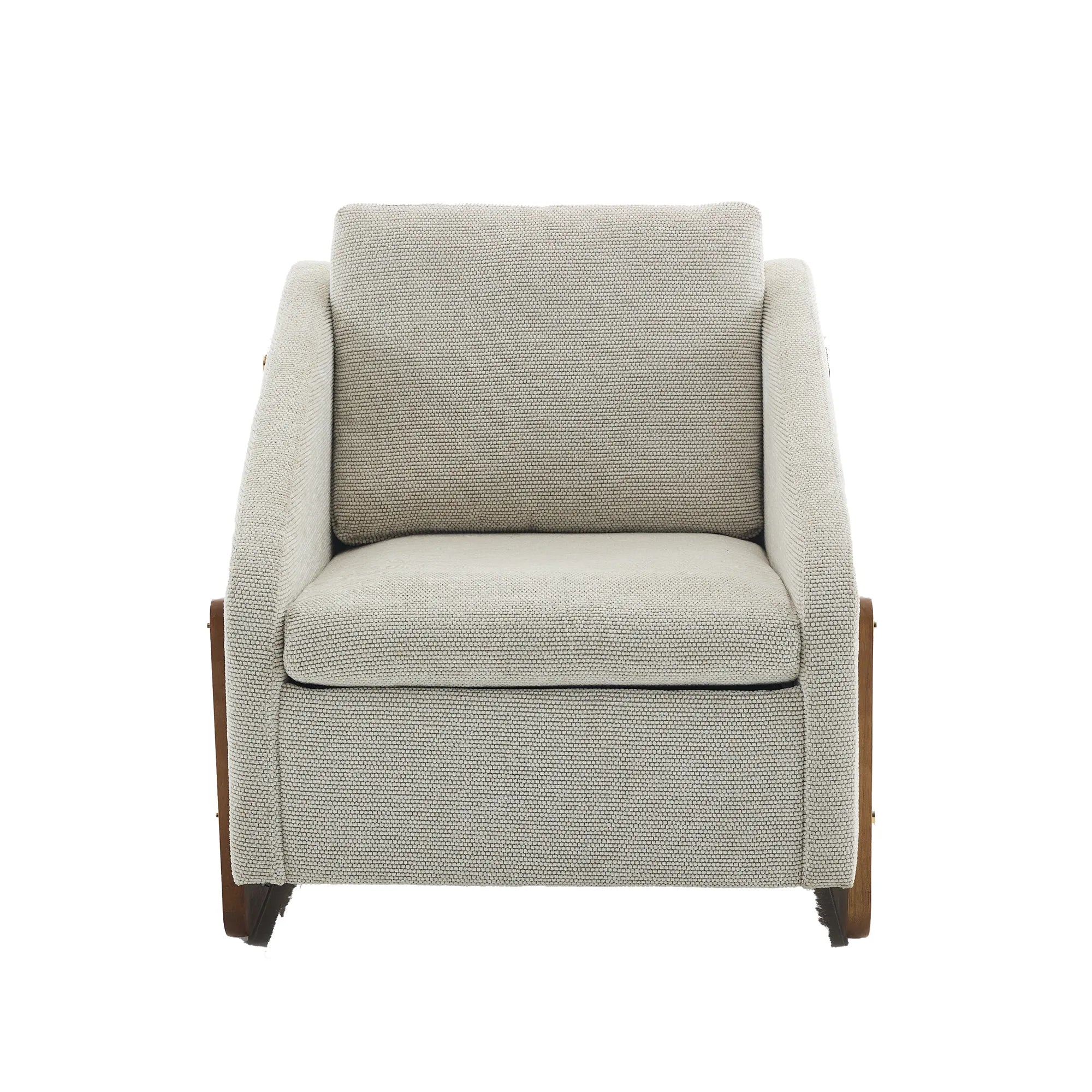 Modern Chenille Fabric Accent Chair with Wooden Side Frame