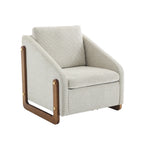 Modern Chenille Fabric Accent Chair with Wooden Side Frame