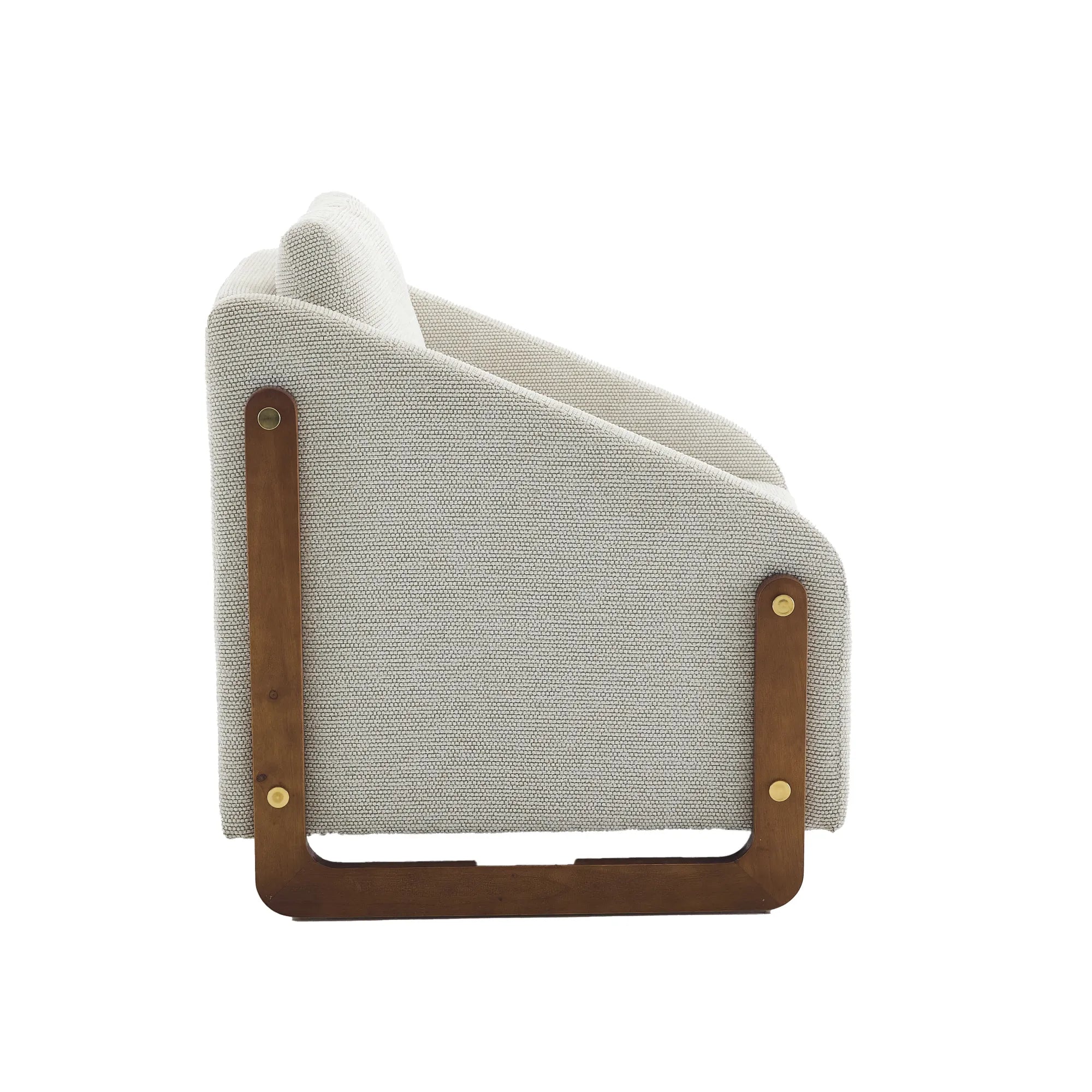 Modern Chenille Fabric Accent Chair with Wooden Side Frame