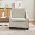 Modern Chenille Fabric Accent Chair with Wooden Side Frame
