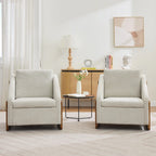 Modern Chenille Fabric Accent Chair with Wooden Side Frame