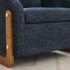 Modern Chenille Fabric Accent Chair with Wooden Side Frame