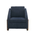 Modern Chenille Fabric Accent Chair with Wooden Side Frame