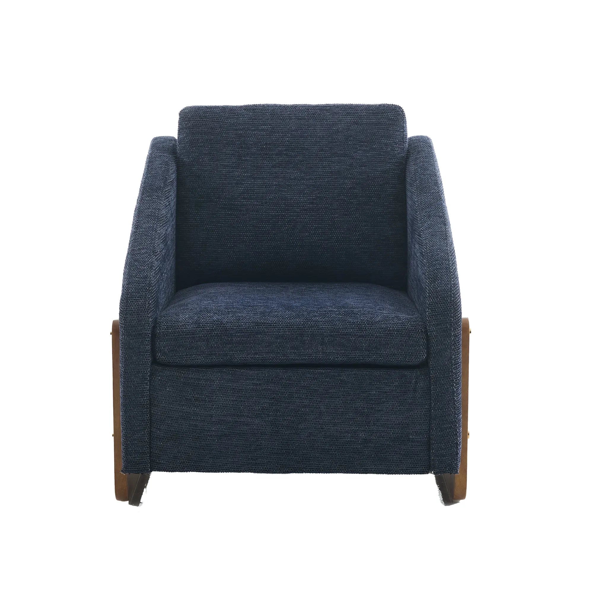 Modern Chenille Fabric Accent Chair with Wooden Side Frame