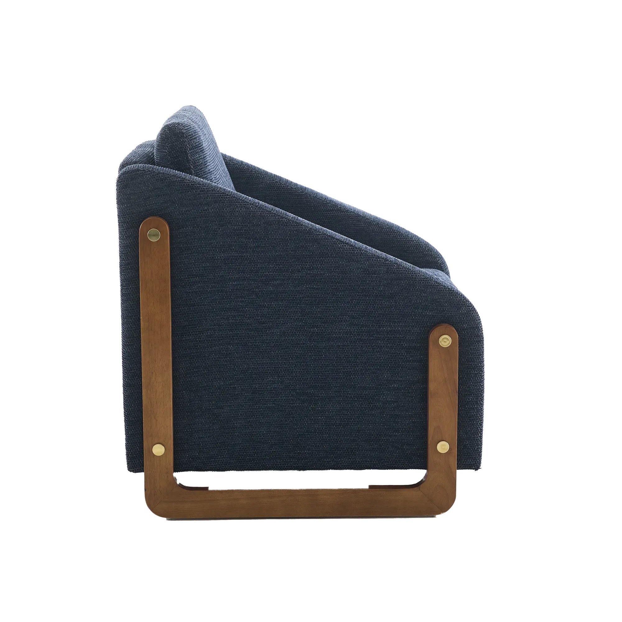 Modern Chenille Fabric Accent Chair with Wooden Side Frame