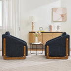 Modern Chenille Fabric Accent Chair with Wooden Side Frame