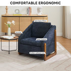 Modern Chenille Fabric Accent Chair with Wooden Side Frame