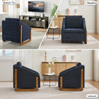 Modern Chenille Fabric Accent Chair with Wooden Side Frame