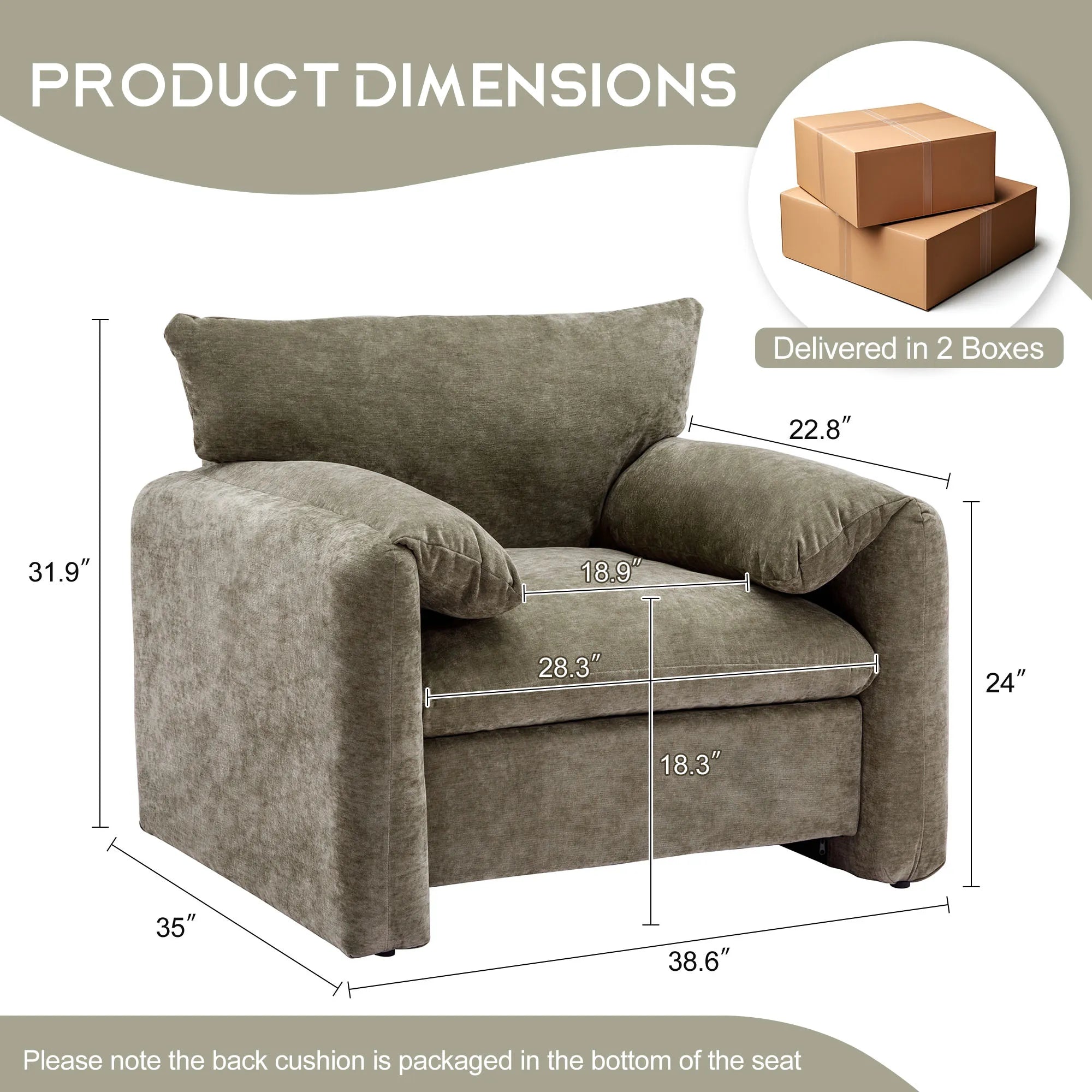 Modern Chenille Oversized Armchair Accent Chair