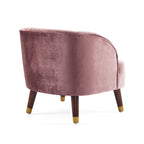 Velvet Barrel Accent Chair With Wooden Legs
