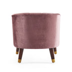 Velvet Barrel Accent Chair With Wooden Legs