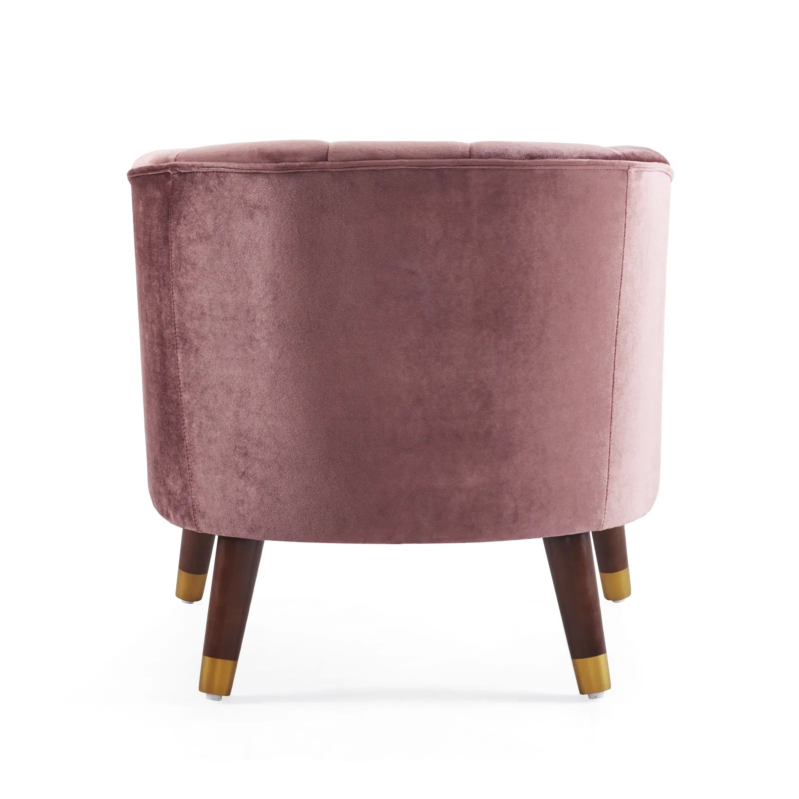 Velvet Barrel Accent Chair With Wooden Legs