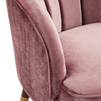 Velvet Barrel Accent Chair With Wooden Legs
