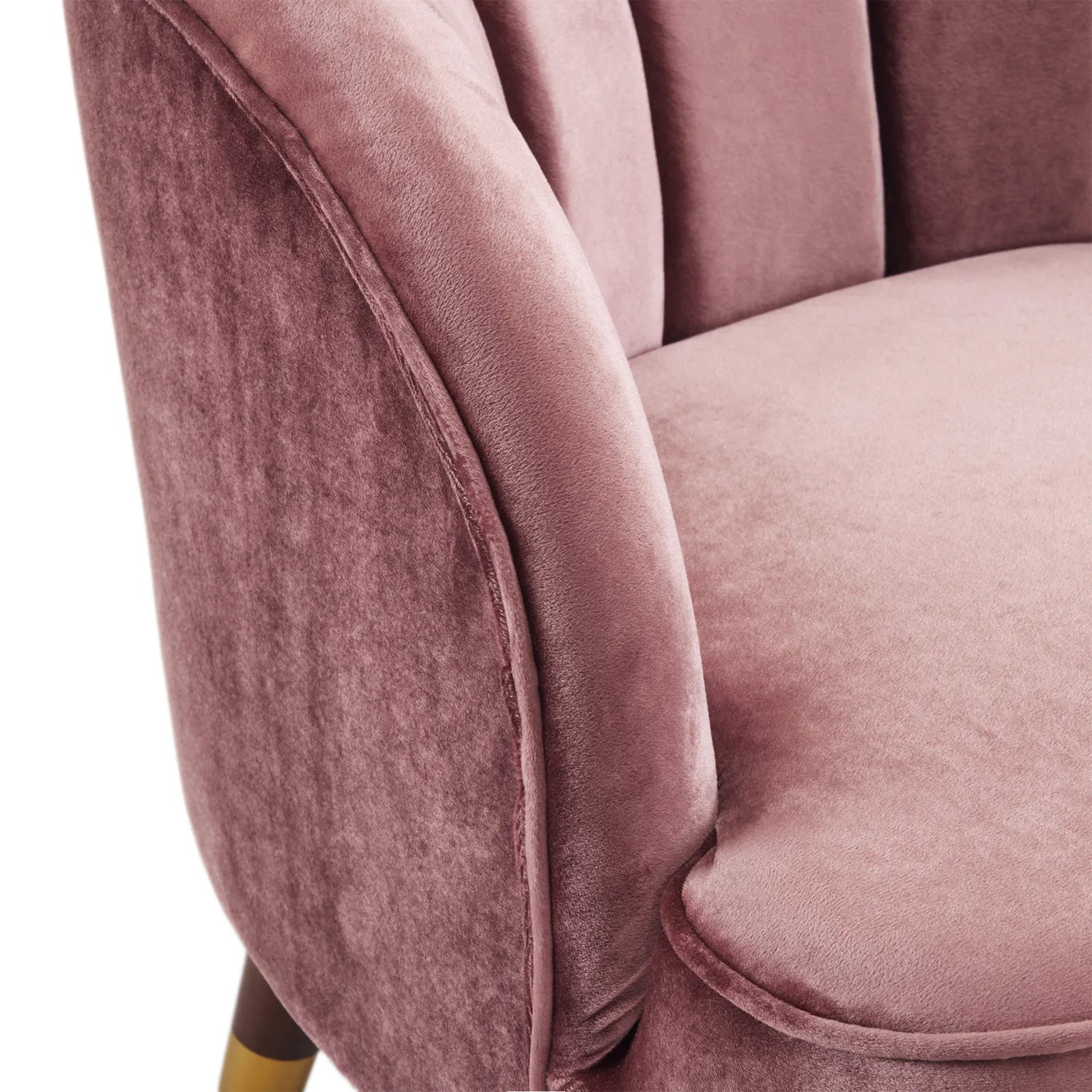 Velvet Barrel Accent Chair With Wooden Legs