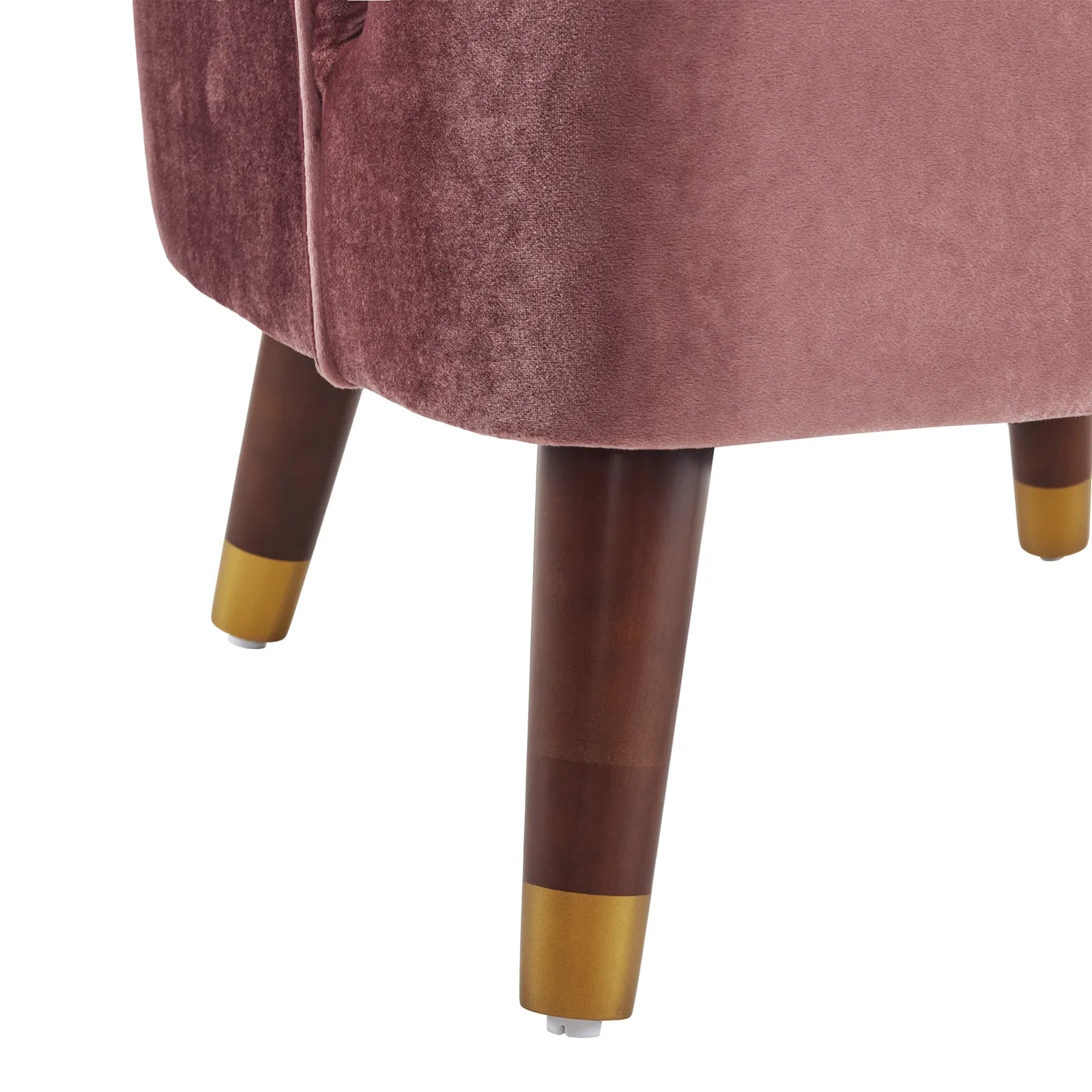 Velvet Barrel Accent Chair With Wooden Legs
