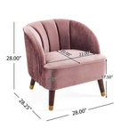 Velvet Barrel Accent Chair With Wooden Legs