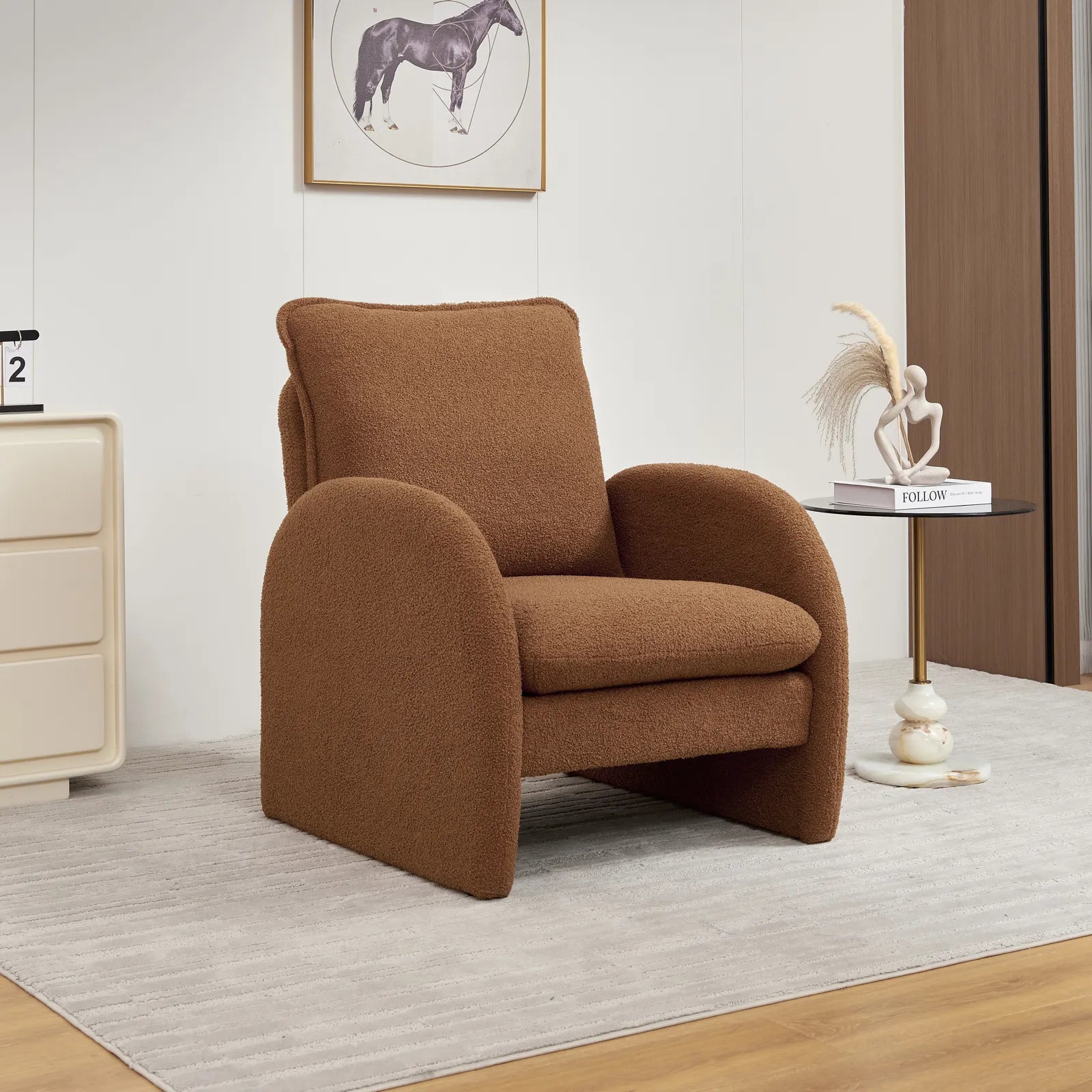 Modern Comfortable Sherpa Accent Chair, Armchair
