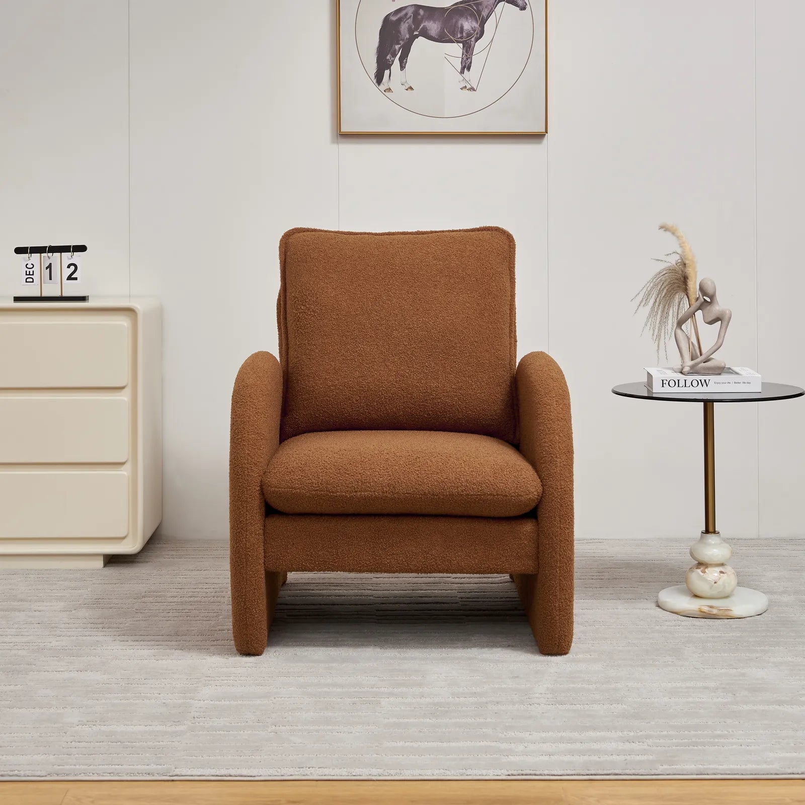 Modern Comfortable Sherpa Accent Chair, Armchair