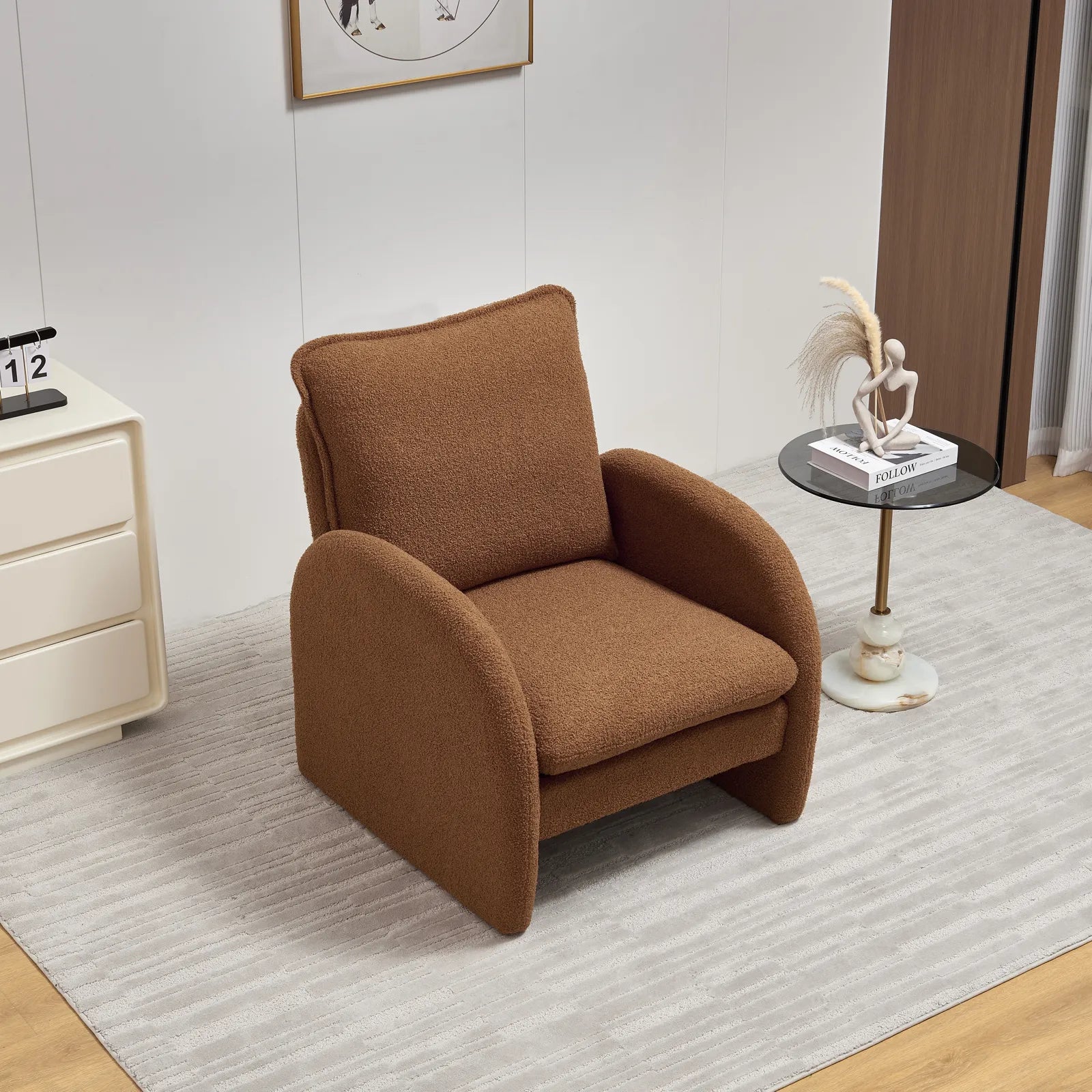 Modern Comfortable Sherpa Accent Chair, Armchair
