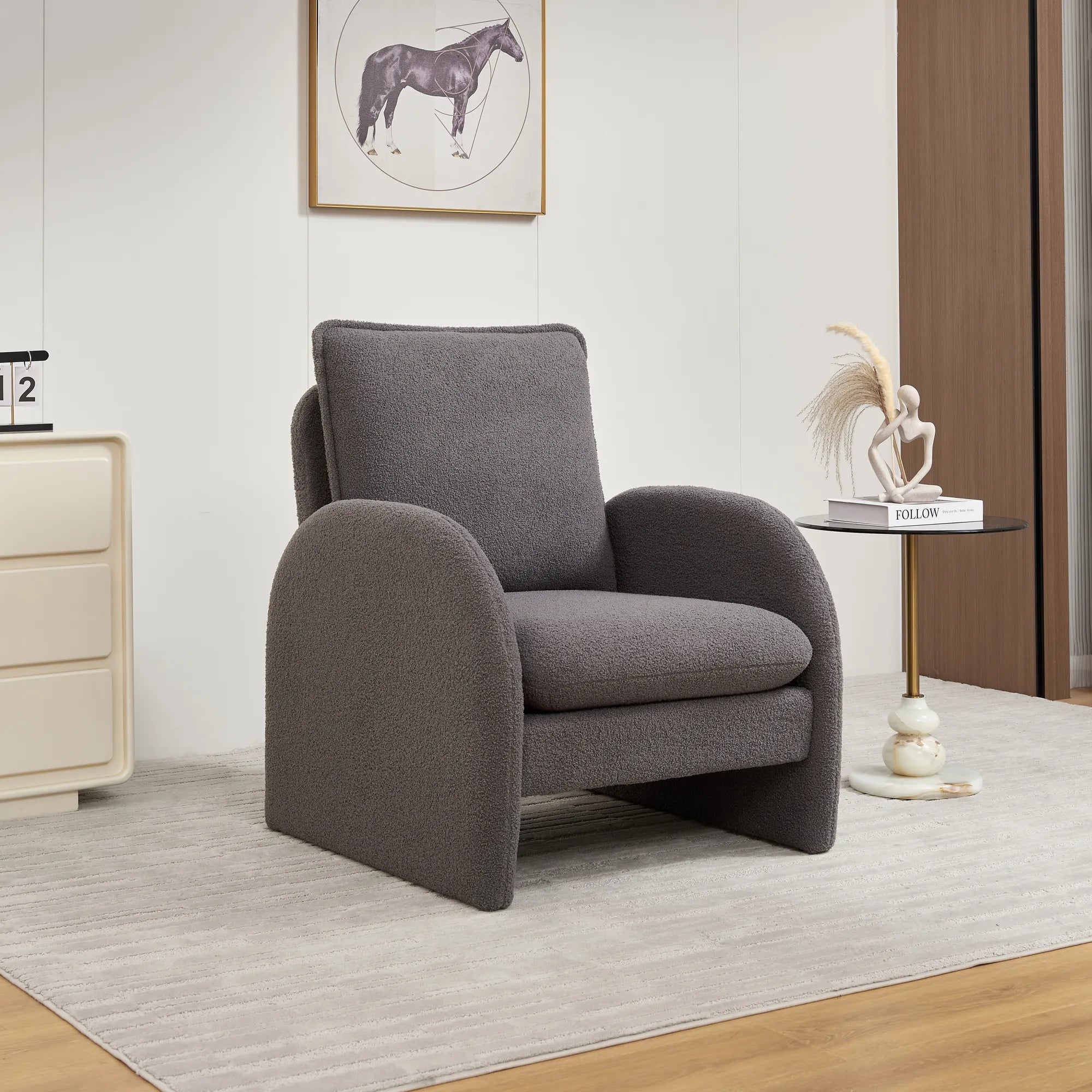 Modern Comfortable Sherpa Accent Chair, Armchair