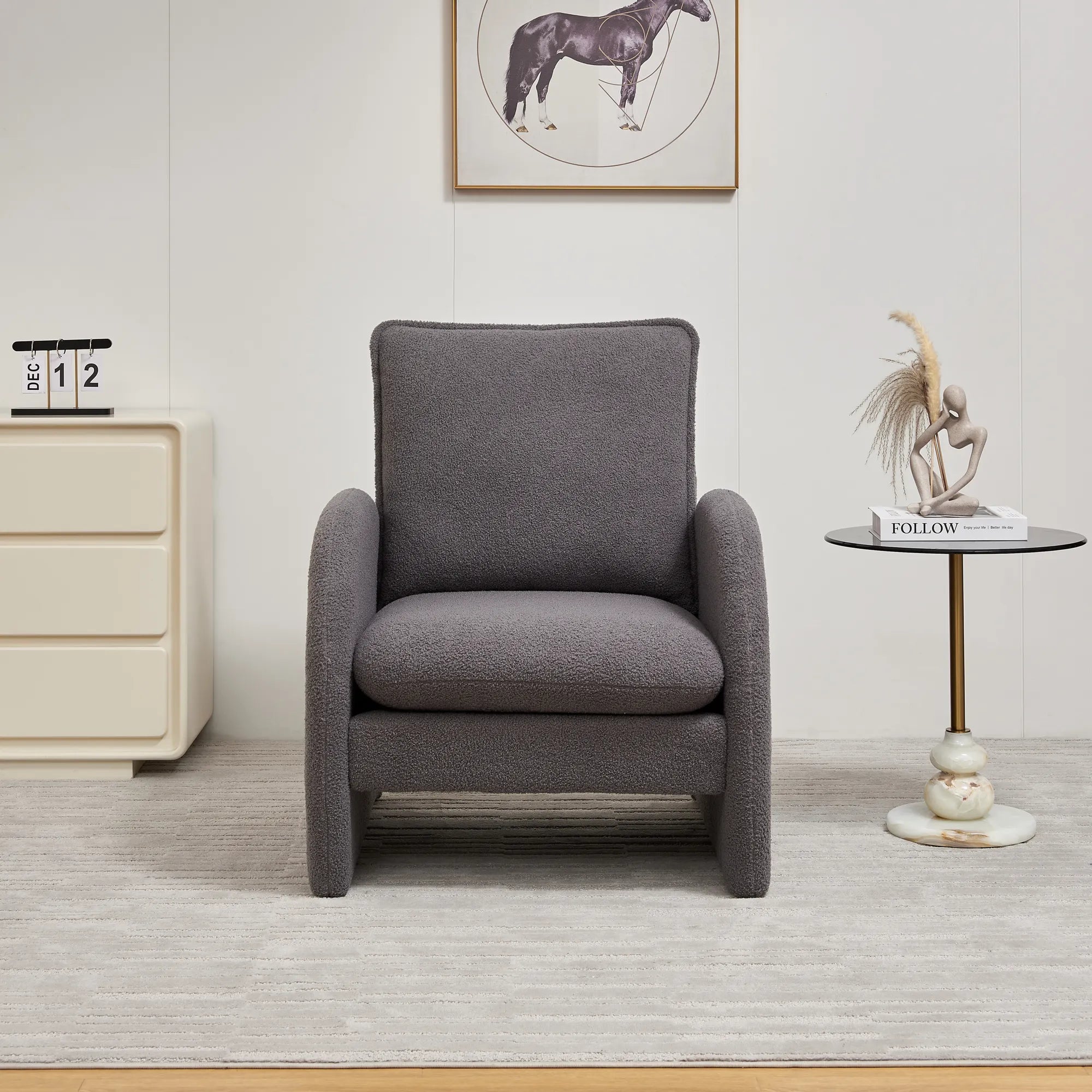 Modern Comfortable Sherpa Accent Chair, Armchair