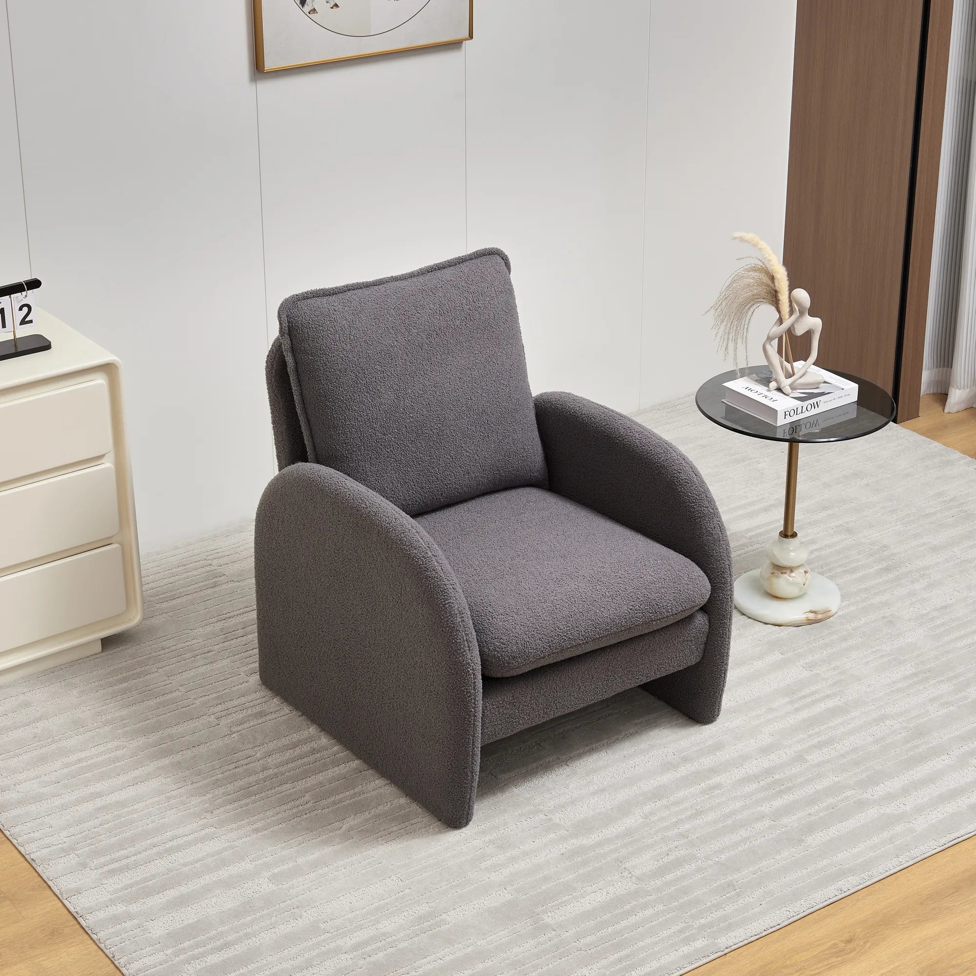 Modern Comfortable Sherpa Accent Chair, Armchair