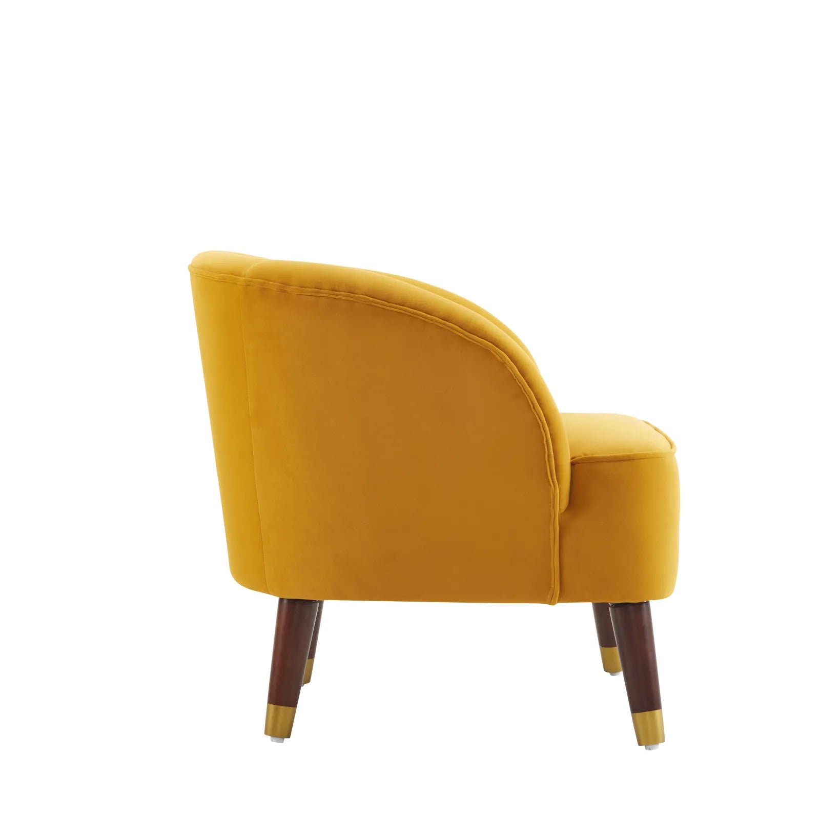 Velvet Barrel Accent Chair With Wooden Legs