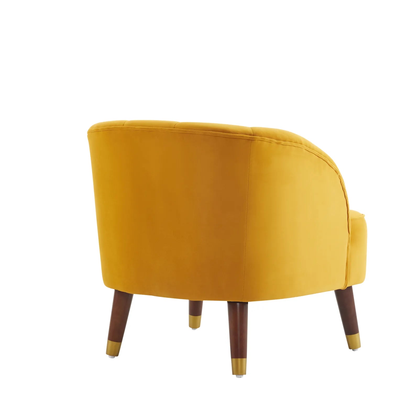 Velvet Barrel Accent Chair With Wooden Legs