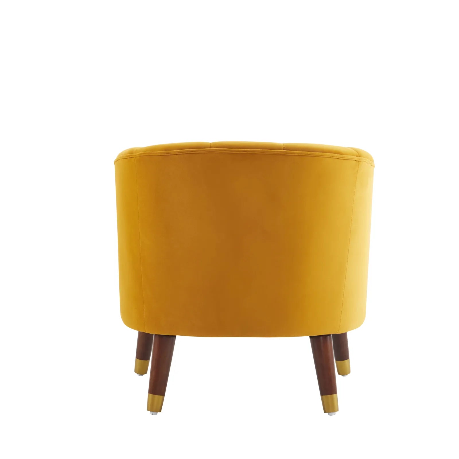 Velvet Barrel Accent Chair With Wooden Legs