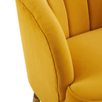 Velvet Barrel Accent Chair With Wooden Legs