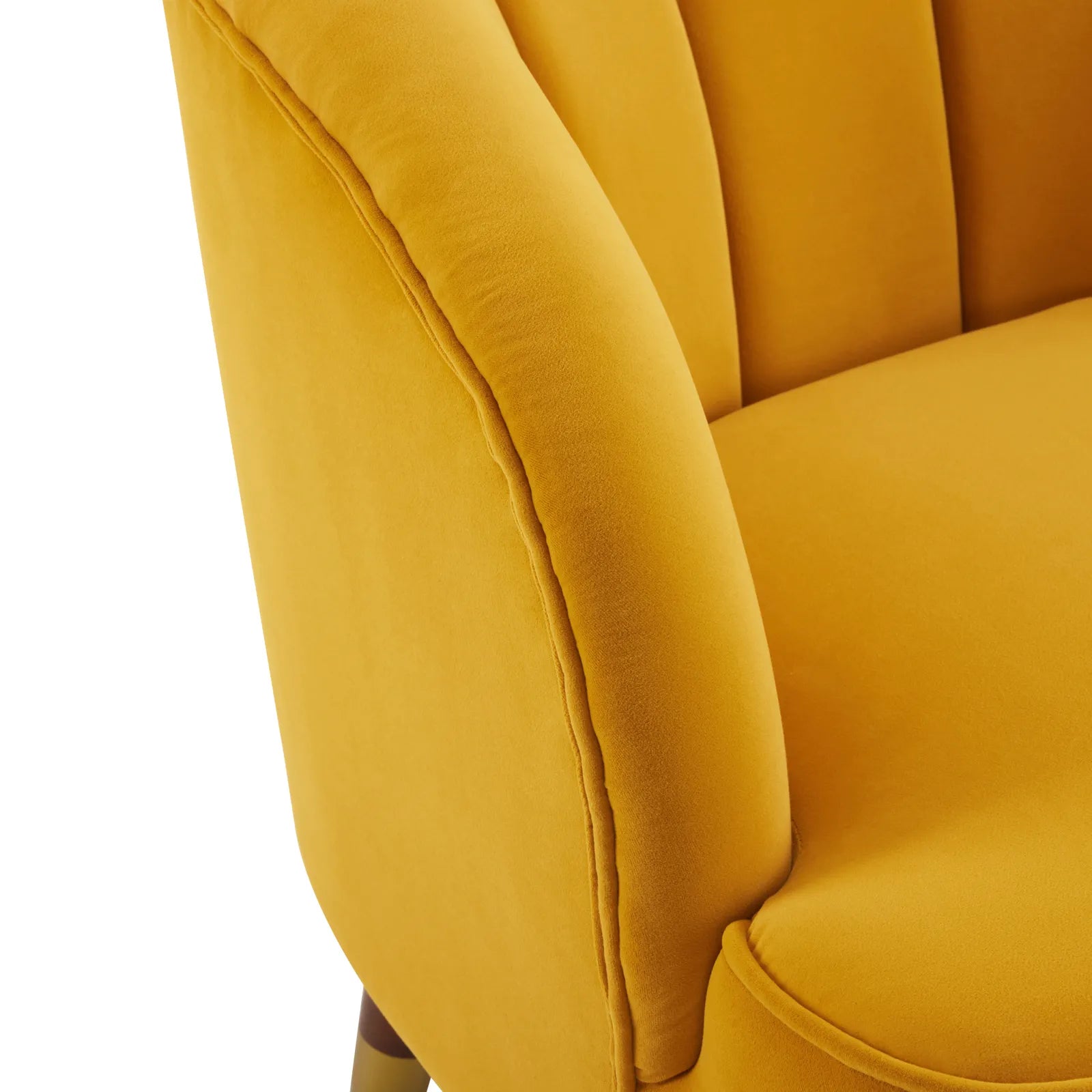 Velvet Barrel Accent Chair With Wooden Legs