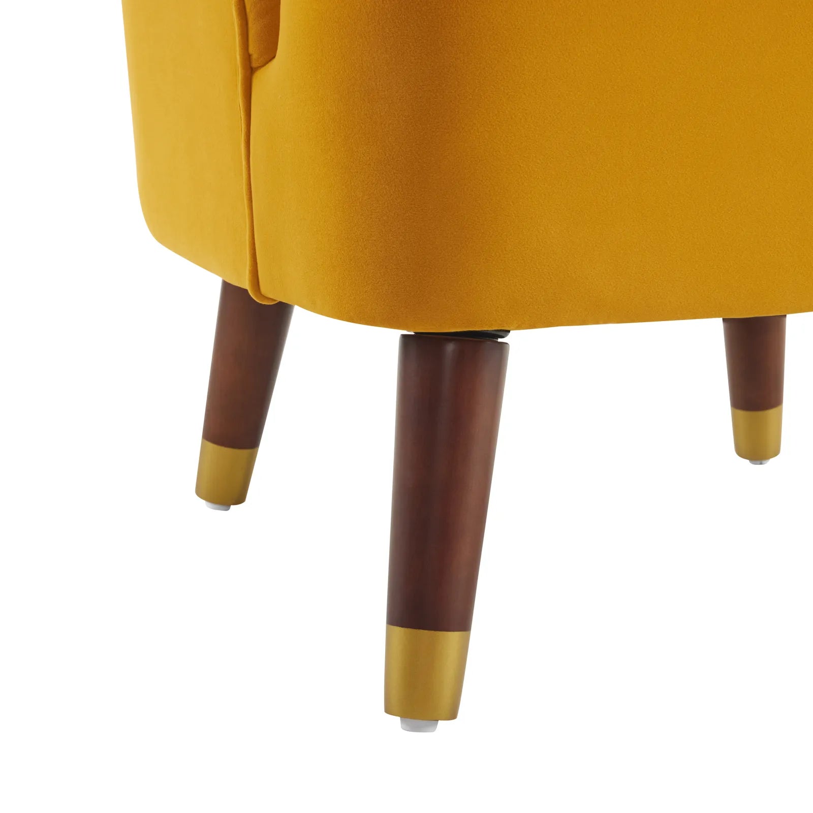 Velvet Barrel Accent Chair With Wooden Legs