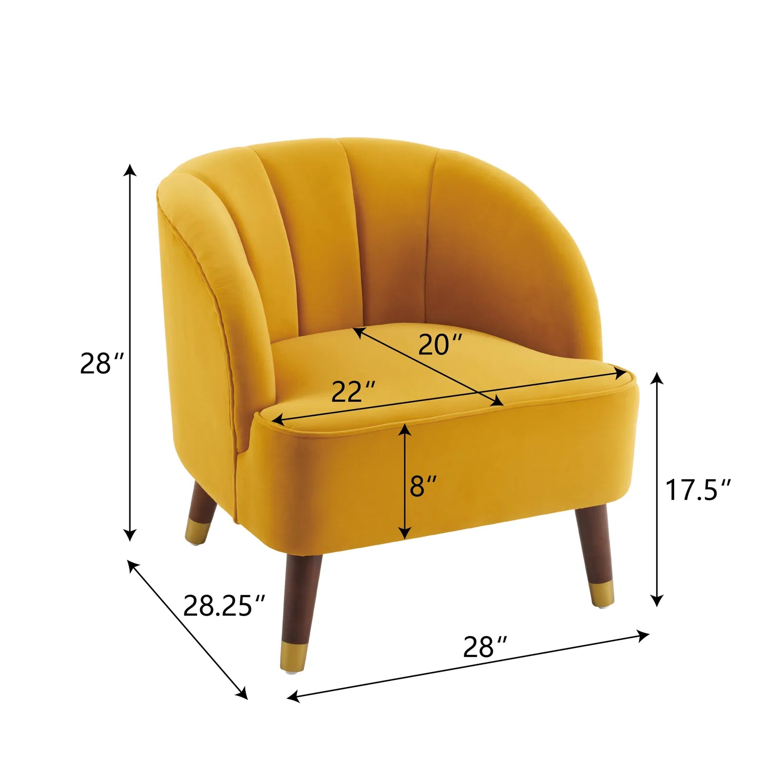 Velvet Barrel Accent Chair With Wooden Legs