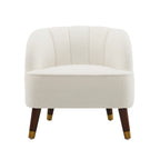 Velvet Barrel Accent Chair With Wooden Legs