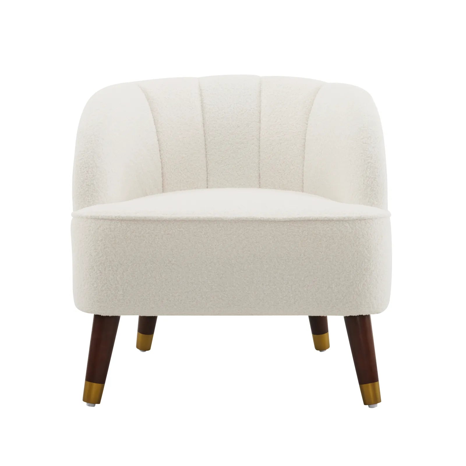 Velvet Barrel Accent Chair With Wooden Legs