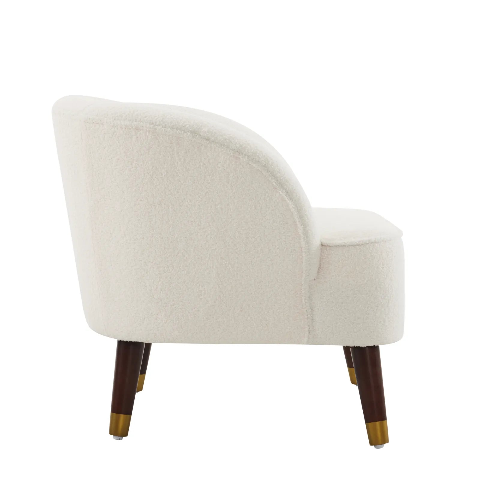 Velvet Barrel Accent Chair With Wooden Legs