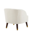 Velvet Barrel Accent Chair With Wooden Legs