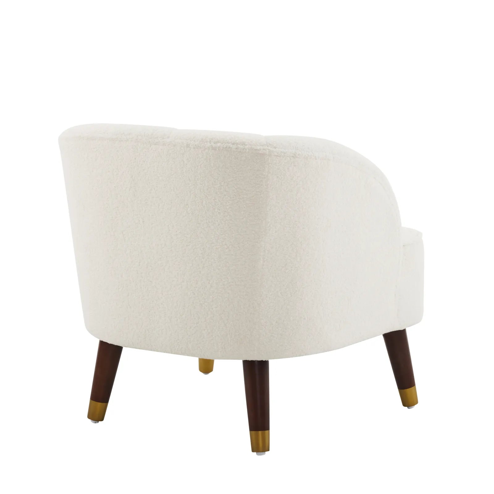 Velvet Barrel Accent Chair With Wooden Legs