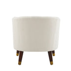 Velvet Barrel Accent Chair With Wooden Legs