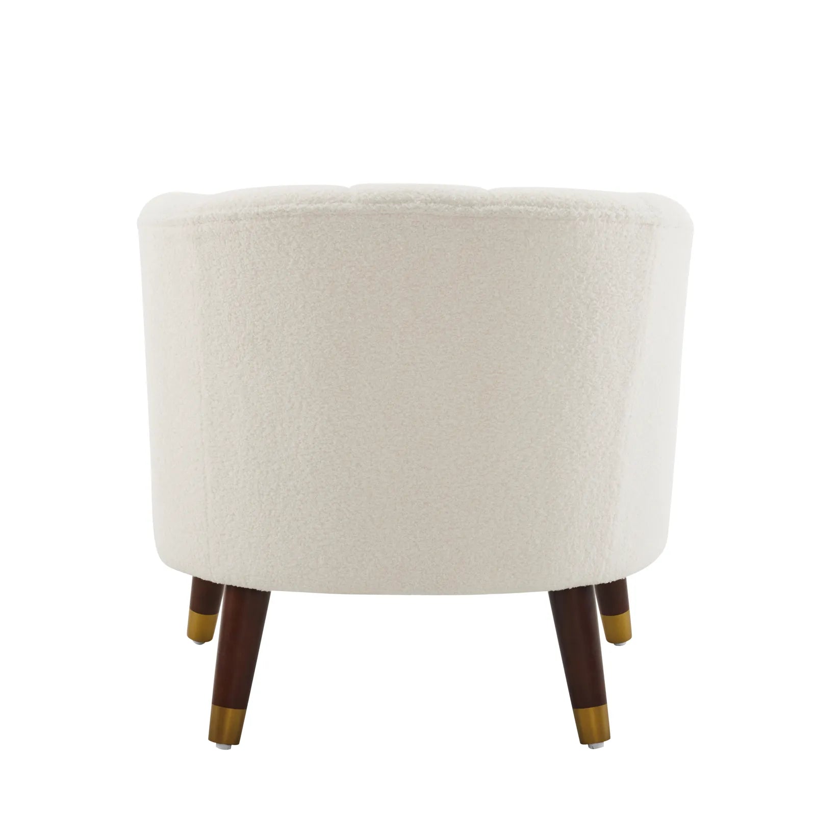 Velvet Barrel Accent Chair With Wooden Legs
