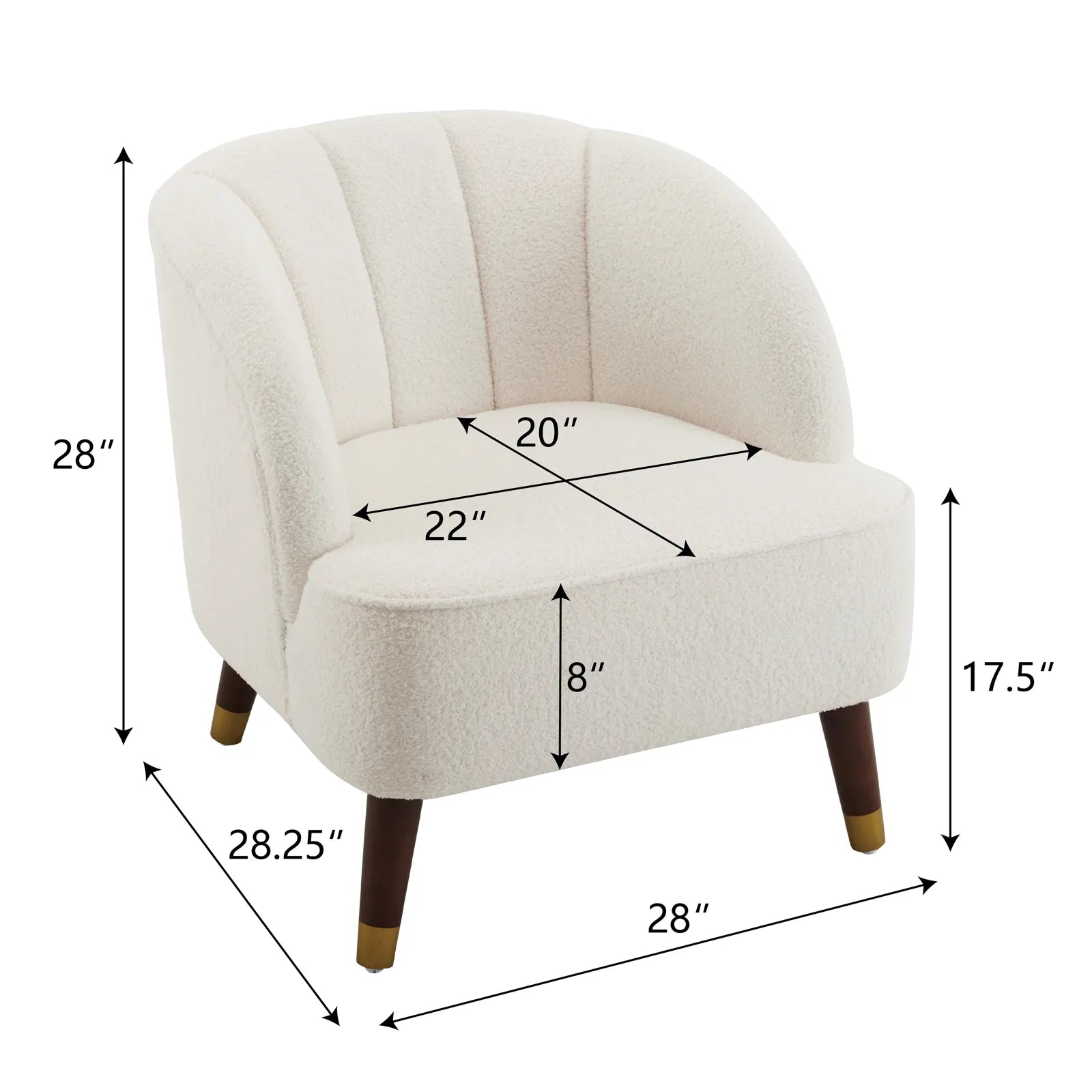 Velvet Barrel Accent Chair With Wooden Legs